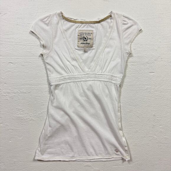 Y2K Abercrombie & Fitch White Tie-Back Empire Waist Top, Size Small - Picture 1 of 6